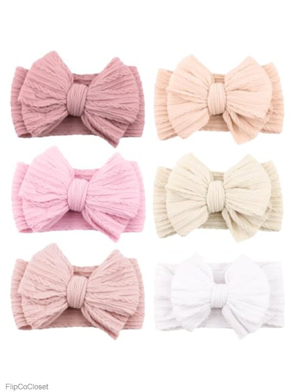 6 Pack Baby Girl Headbands with Bows Soft Stretchy Nylon